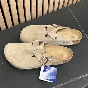 Birkenstock Taupe  Tan Suede Men's Loafers  Clogs ,Flip Flap